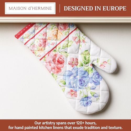 Maison d'Hermine Oven Gloves 100% Cotton Oven Mitt (006 - Vintage Floral / 7.5" x 13" (Oven Mitt))