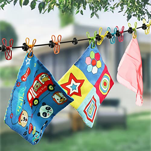 Retractable Portable Travel Clothesline Camping Clothing Line with 12 Clips (12 Foot)