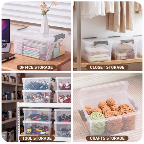 6 Packs 17 QT Plastic Storage Bins with Lids Large Stackable Storage Containers for Organizing Clear Storage Box for Garage (17 Qt. - 6 Packs / Clear White)