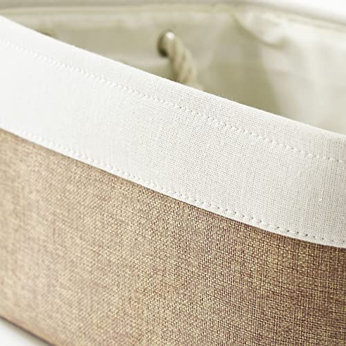 Fabric Storage Baskets (White&Khaki / Large (Pack of 3))