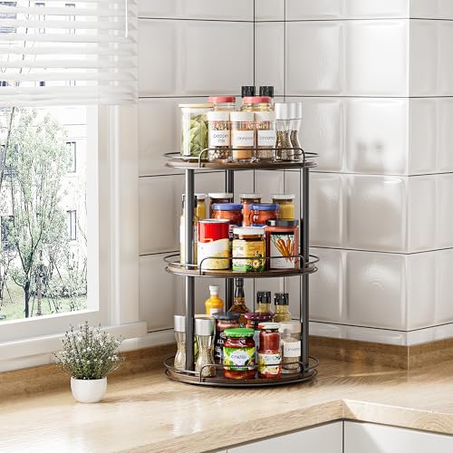 12'' Wood Lazy Susan Turntable Organizer for Cabinet