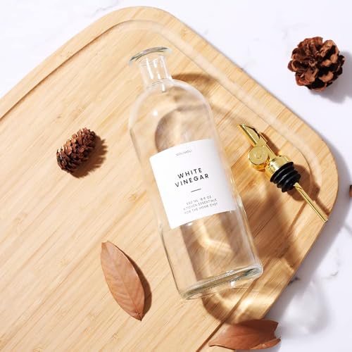 Oil and Vinegar Dispenser with Metal Pour Spout (500ml, Set of 4 Bottles / Gold)