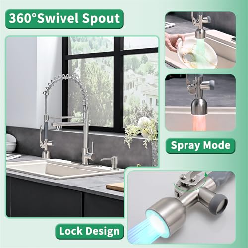 Commercial Kitchen Faucets with Pull Down Sprayer Brushed Nickel (Nickel)