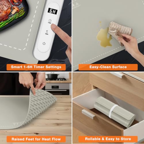 Extra Large Warming Mat for Food (XX Large Size: 36"x16" / Khaki)