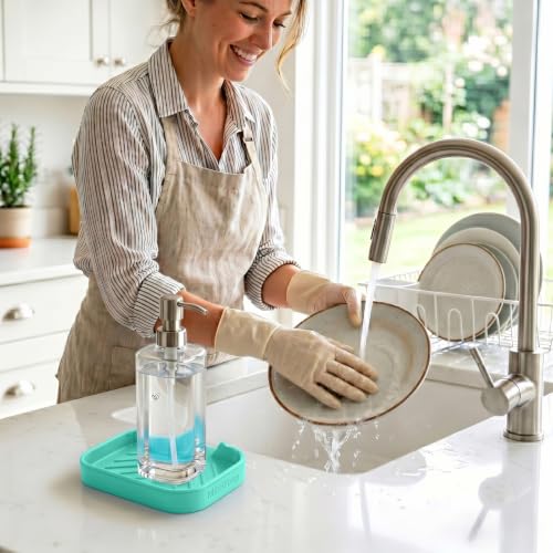 Silicone Soap Dish with Drain Spout (Navy Blue / S(4.9"×3.2"))