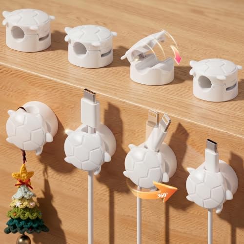 Rotatable Cable Clips (White / Turtle Shape)