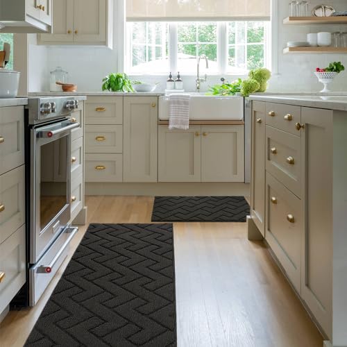 Kitchen Runner Rug (Charcoal / 20"x48"+20"x32")