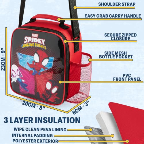 Marvel Spidey and His Amazing Friends Boys Lunch Box 3Pc Set (Black/Multi Spidey)