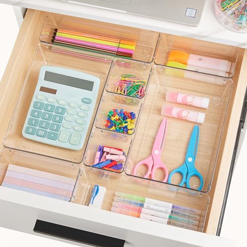 15 PCS Clear Plastic Drawer Organizers Set (Clear)