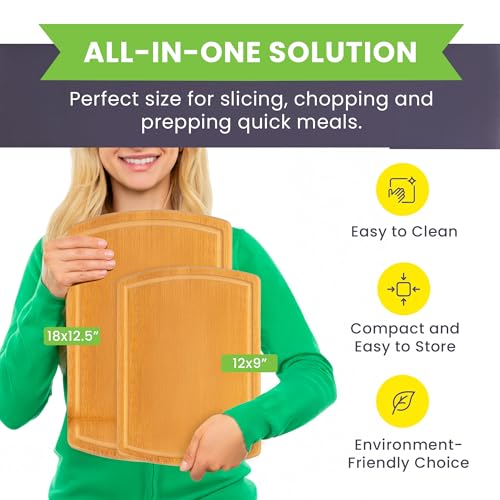 Extra Large Bamboo Cutting Board Set of 2 (Glue-Free Surface - Round)