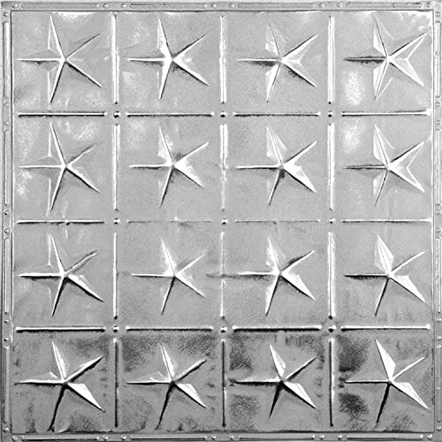 Tin Backsplash [5 (Pattern #36 Americana Star / Silver Washed White)