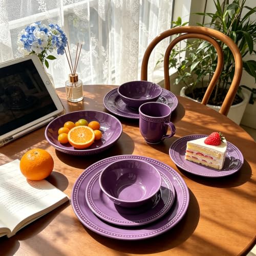 HomeVSS 20 Piece Pearl Dots Stoneware Dinnerware Set
