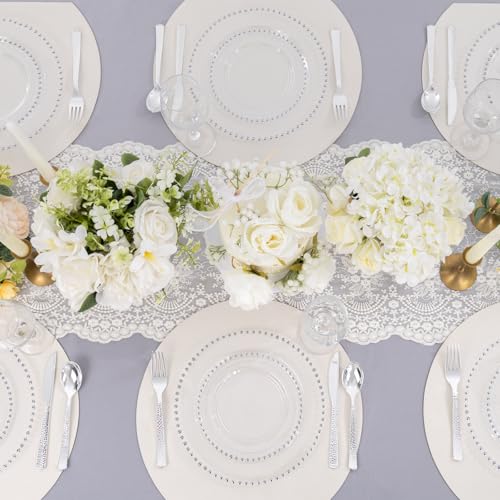 100PCS Clear Plastic Plates with Silver Beads for Bridal Showers (Silver and Clear Plastic Plates / 100PCS)