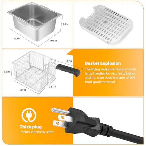 Deep Fryer Commercial Deep Fryers With Basket13Lx2 13.7Qt x 2 Thicken With Precise Temperature Control Timer Double Deep Fryer With 2 Baskets1800Wattsx2 120V Countertop Fryer Restaurant (26L 3600W)