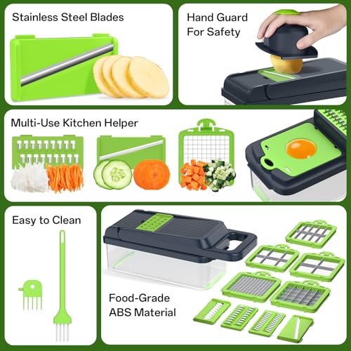 Veggie Chopper Vegetable Cutter (Green / 10 blades)