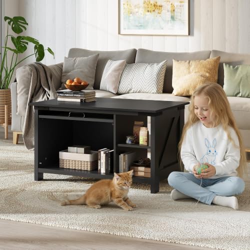 Wooden Coffee Table with Flip (Urban2_black / 31.5")