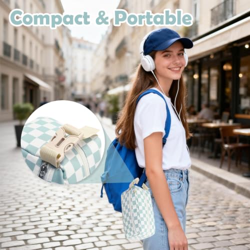 Freezable Snack Bag with Removable Ice Packs (with Ice Packs - Checkered Green)