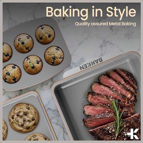 Bakken 8 Piece Stackable Bakeware Set (Gold)