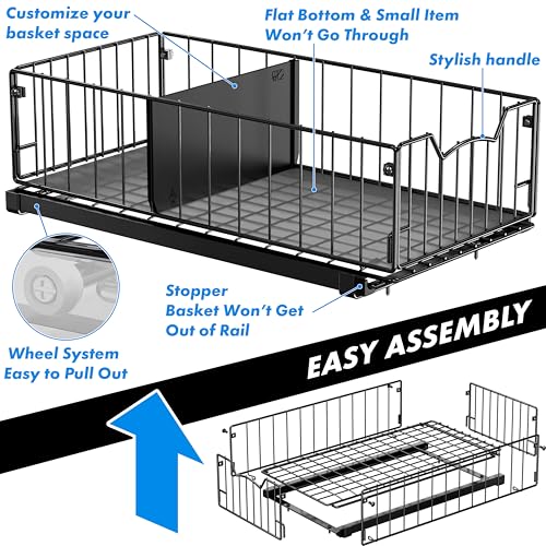 Pull Out Cabinet Sliding Basket (Black)