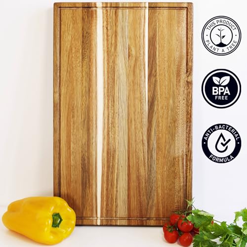 Acacia Wood Cutting Board for Kitchen (Acacia Wood / 15.7"L x 10.2"W)