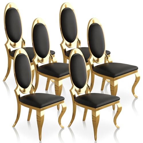 Modern Dining Chairs Set of 6 (Black/Gold / Set of 6)