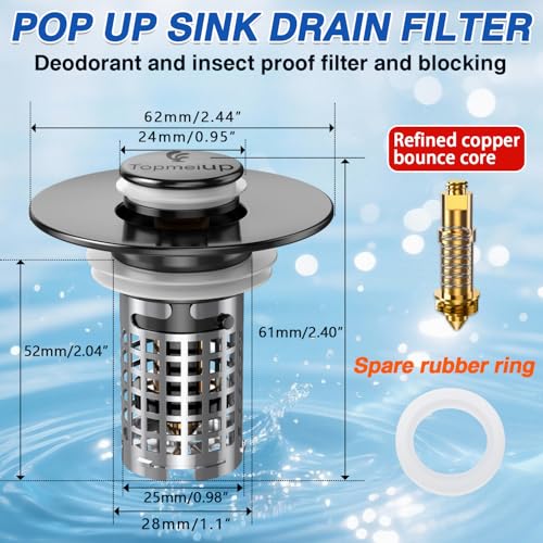 Bathroom Sink Drain Strainer (Black-2pcs)
