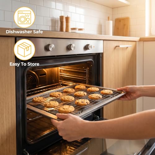 8 Packs Cooling Racks 16"x10" Baking Rack for Cooking and Baking (Black)