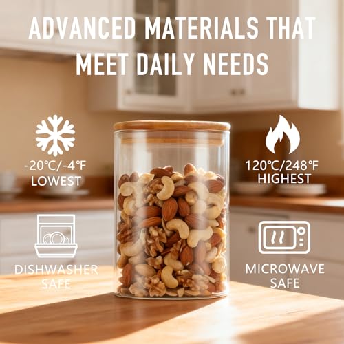 32oz 1Qt Round Glass Storage Containers with Lids 6 (32oz*6)