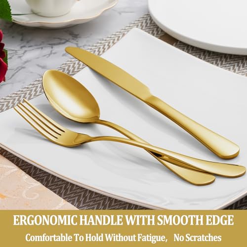 40 Pcs Gold Silverware Set Service for 8 (Gold)