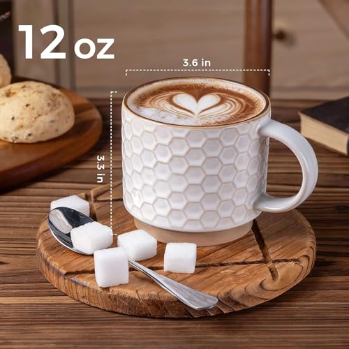 12 OZ Stackable Coffee Mugs Set of 6 (Off-White / 12 Ounce(6PCS))