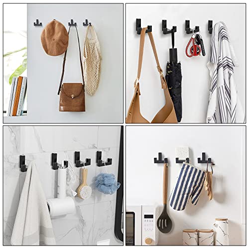 5 Pack Heavy Duty Double Claw Coat Hook Wall Mount with Screw Retro Double Coat Hook Utility Hook for Coats (Black)