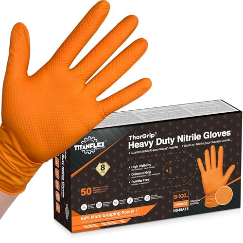 Heavy Duty Industrial Orange Nitrile Gloves (01 8mil (50ct) / XX-Large)