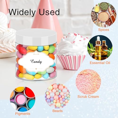 6 OZ Plastic Jars with White Lids (6OZ 48Pcs White)