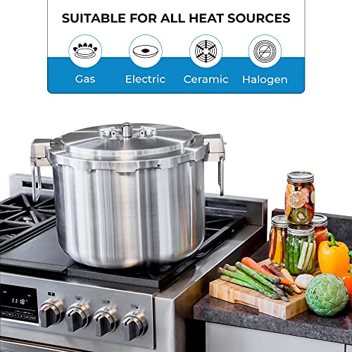 37 Quart Stainless Steel Pressure Cooker Extra Large Canning Pot with Rack and Lid for Commercial Use (37 Quarts / QCP435)
