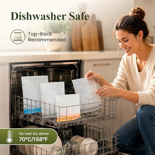 Dishwasher Safe Reusable Storage Bags Stand Up (Multicolor (3 Gallon + 3 Sandwich + 3 Snack ))