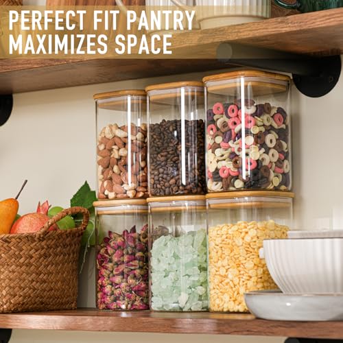 37oz/1.2Qt/1100ml Square Glass Storage Containers with Lids 6-Pack (37oz*6)