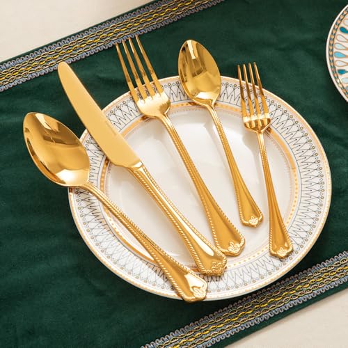 40 Pcs Gold Silverware Set (40-Piece / Gold)