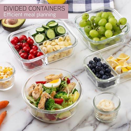 Premium 32 Pc. Borosilicate Glass Food Container Set with Dividers (Pink)