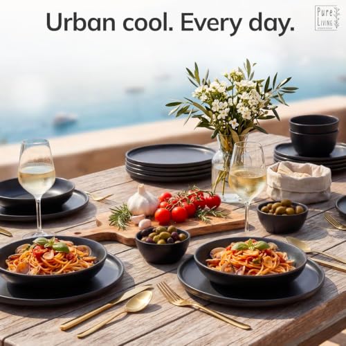 32 Piece Black Dinnerware Sets for 8 (Matte Black / Set for 8 (32pcs))