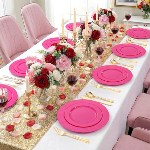 60PCS Hot Pink Disposable Party Plates Set (60 / Hot Pink)