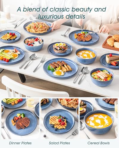 ANYA 18 Pieces Plates and Bowls Set (Blue / 18 Pcs (Service for 6))