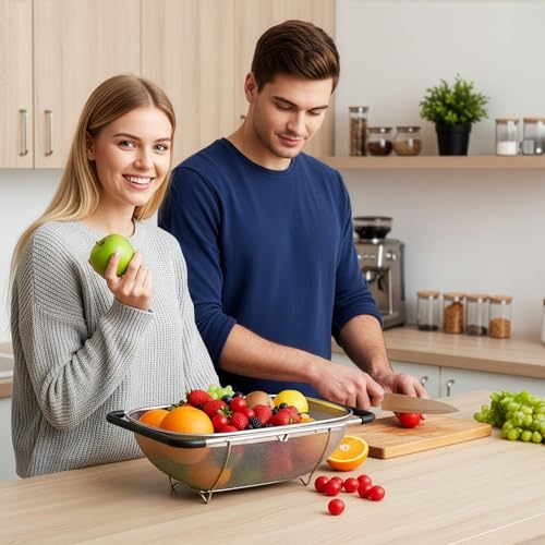 2 Pack Over the Sink Oval Colander for Kitchen