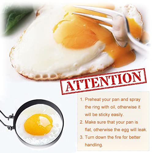3.5" Egg Rings Set of 2 with Silicone Handle (Black)