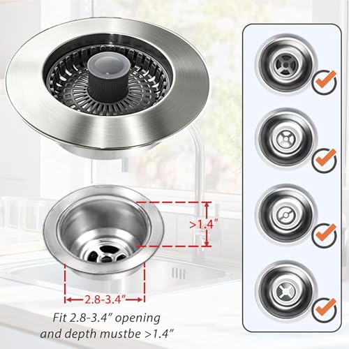 Kitchen Sink Drain Strainer (Brushed Nickel)
