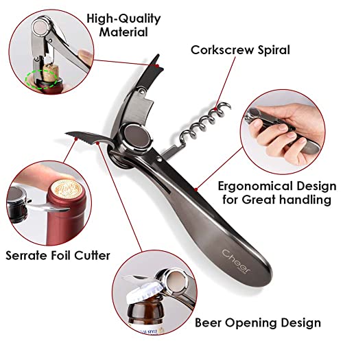 MODA Professional Corkscrew Wine Bottle Opener with Beer Opener