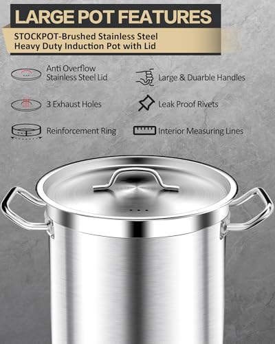 Commercial Grade Large Stock Pots (35 Quarts)