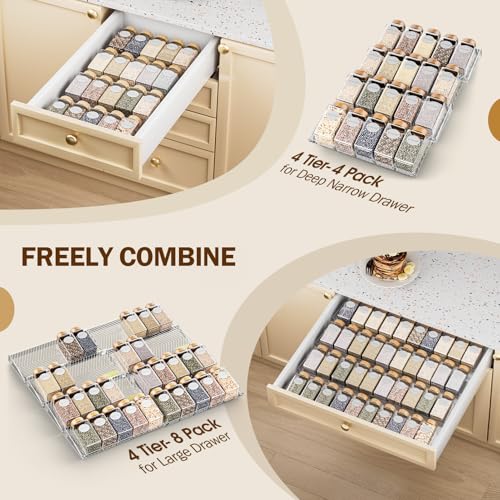 Spice Drawer Organizer (Clear / 8 Packs - 1 Tier)