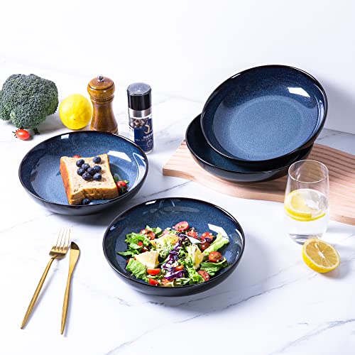 9.0" Ceramic Pasta Bowls Set of 6 (Set of 6 / Blue)