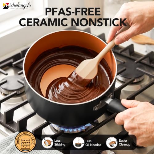 Nonstick Saucepan Set with Lids & Steamer (Silver / 1+2+3QT)