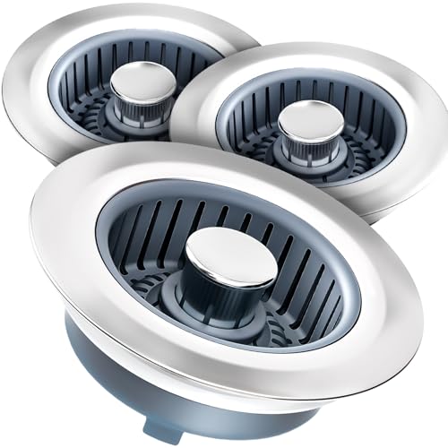 Kitchen Sink Drain Strainer & Sink Stopper (3pack / Silver)